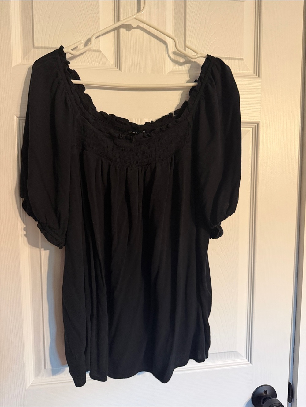 torrid Black Off-Shoulder Puff Sleeve Tunic Top